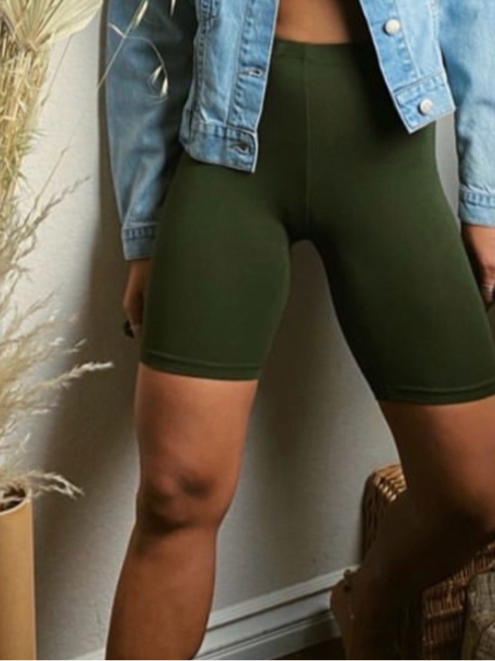 High-Rise Olive Green Women’s Bike Shorts